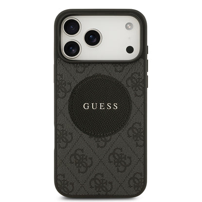 Apple iPhone 17 Pro Max Kılıf Guess Orjinal Lisanslı M-safe Şarj Özellikli Yazı Logolu Circle Classic Kapak Pembe
