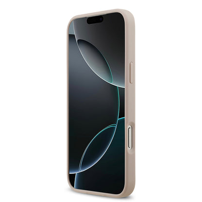 Apple iPhone 17 Pro Max Kılıf Guess Orjinal Lisanslı M-safe Şarj Özellikli Yazı Logolu Circle Classic Kapak Pembe