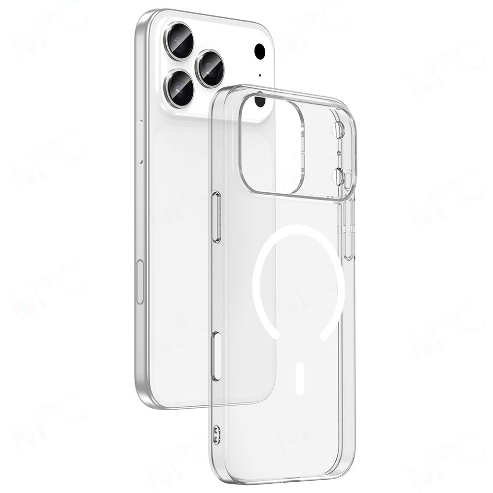 Apple iPhone 17 Pro Max Kılıf IC Çipli M-Safe Şarj Özellikli Şeffaf Kamera Çerçeveli Zore Toledo Kapak