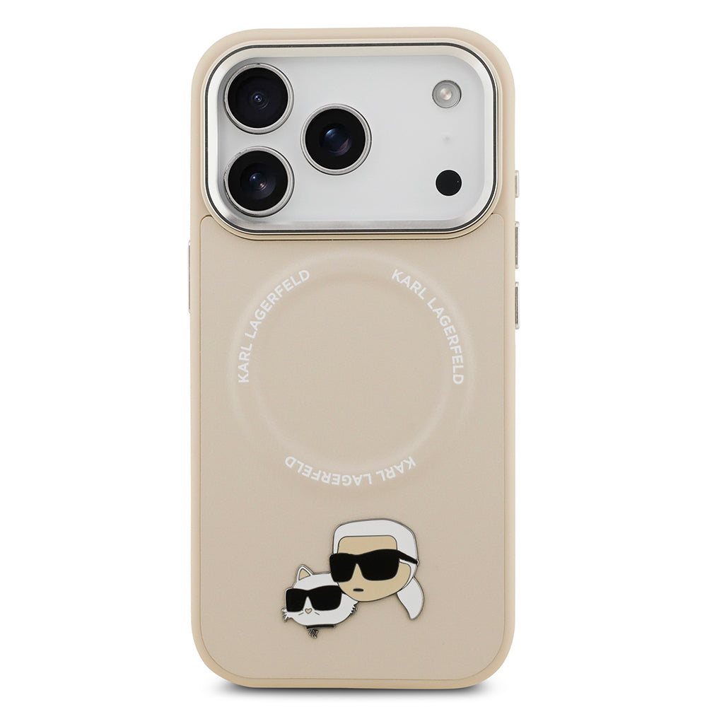 Apple iPhone 17 Pro Max Kılıf Karl Lagerfeld Orjinal Lisanslı M-safe Şarj Özellikli Metal Kamera ve Buton Tasarımlı K&C PU Deri Kapak Siyah