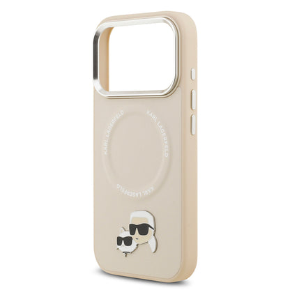 Apple iPhone 17 Pro Max Kılıf Karl Lagerfeld Orjinal Lisanslı M-safe Şarj Özellikli Metal Kamera ve Buton Tasarımlı K&C PU Deri Kapak Gri