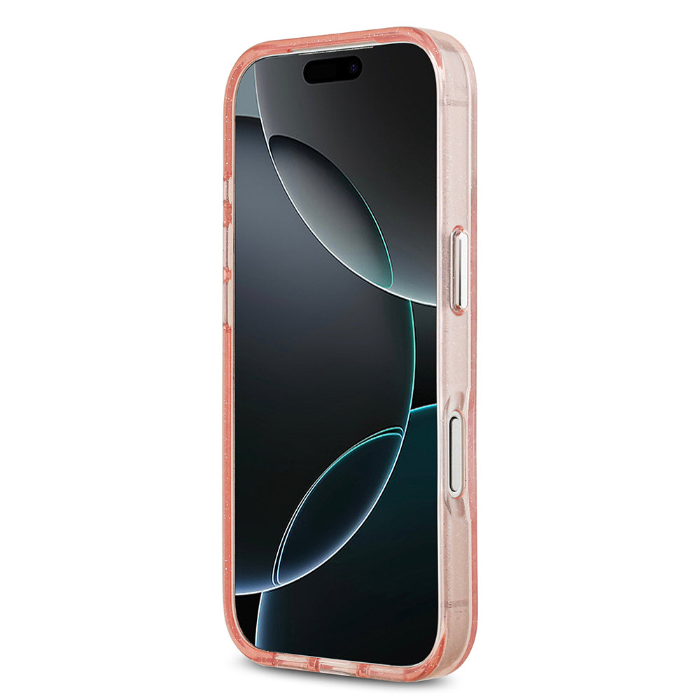 Apple iPhone 17 Pro Max Kılıf Karl Lagerfeld Orjinal Lisanslı Parlayan Simli Karl & Choupette Heads Kapak Gri