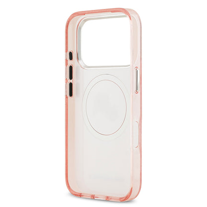 Apple iPhone 17 Pro Max Kılıf Karl Lagerfeld Orjinal Lisanslı Parlayan Simli Karl & Choupette Heads Kapak Pembe