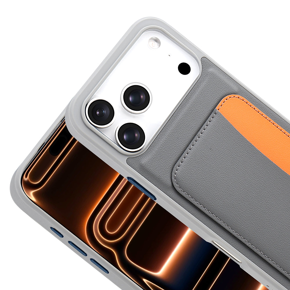 Apple iPhone 17 Pro Max Kılıf Kartlıklı Zore X-Kart Silikon Kapak Turuncu