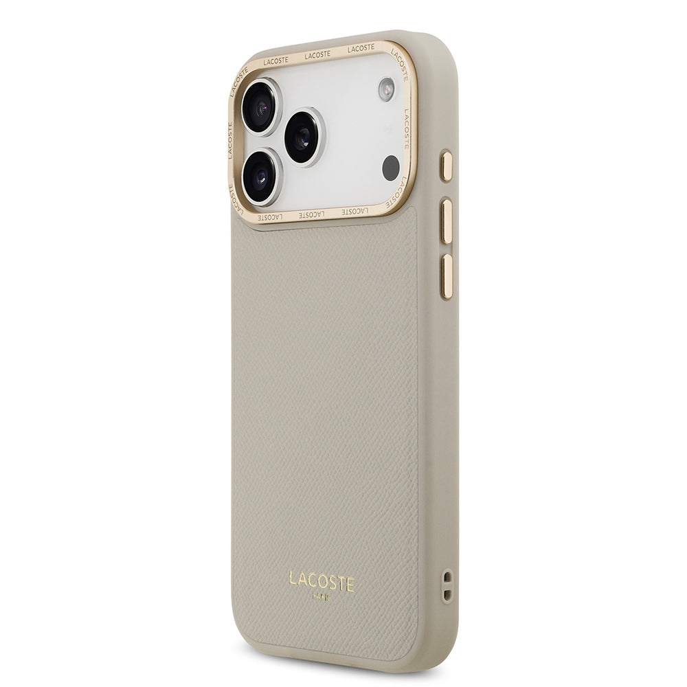 Apple iPhone 17 Pro Max Kılıf Lacoste Orjinal Lisanslı M-safe Şarj Özellikli Champs Elysees PU Deri Tasarımlı Kapak Siyah