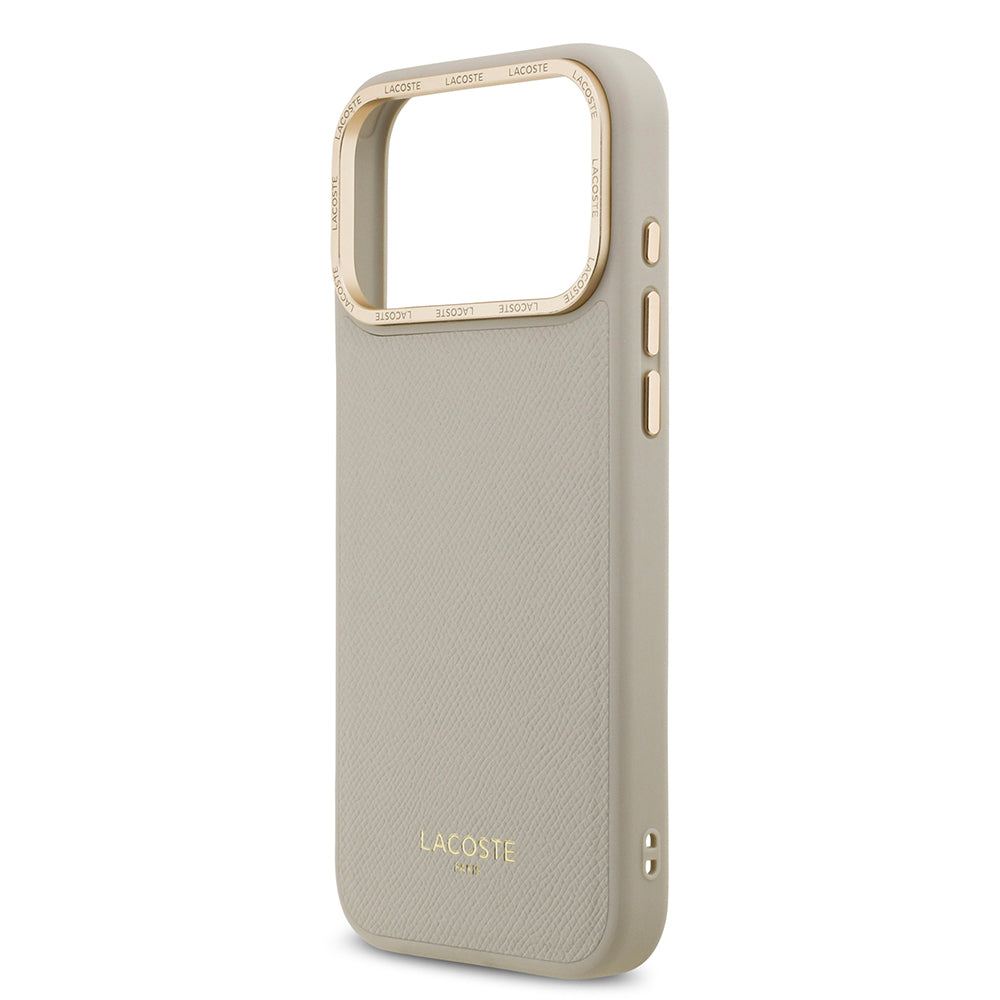 Apple iPhone 17 Pro Max Kılıf Lacoste Orjinal Lisanslı M-safe Şarj Özellikli Champs Elysees PU Deri Tasarımlı Kapak Pembe