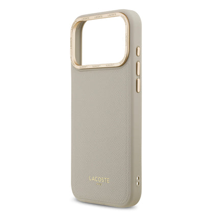 Apple iPhone 17 Pro Max Kılıf Lacoste Orjinal Lisanslı M-safe Şarj Özellikli Champs Elysees PU Deri Tasarımlı Kapak Pembe