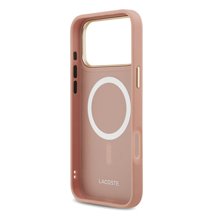 Apple iPhone 17 Pro Max Kılıf Lacoste Orjinal Lisanslı M-safe Şarj Özellikli Champs Elysees PU Deri Tasarımlı Kapak Siyah