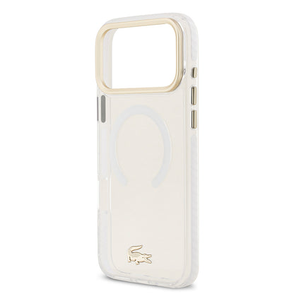 Apple iPhone 17 Pro Max Kılıf Lacoste Orjinal Lisanslı M-safe Şarj Özellikli Gold Timsah Logolu Buzlu Kapak Yeşil