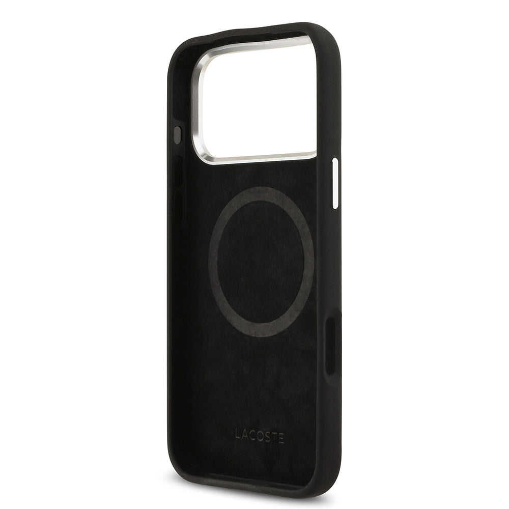 Apple iPhone 17 Pro Max Kılıf Lacoste Orjinal Lisanslı M-safe Şarj Özellikli İkonik Logolu Metal Kamera Çerçeveli Silikon Kapak Yeşil