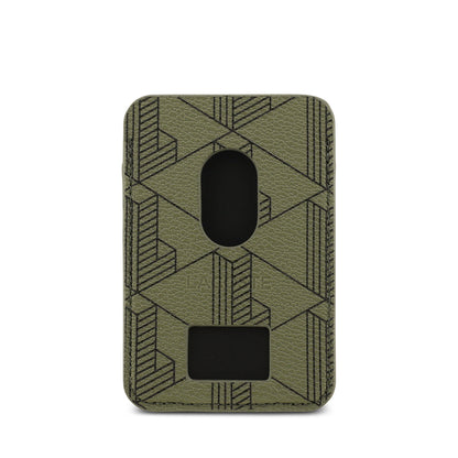 Apple iPhone 17 Pro Max Kılıf Lacoste Orjinal Lisanslı M-safe Şarj Özellikli PU Deri Tasarımlı Kartlıklı Karışık Monogram Desenli Kapak Yeşil