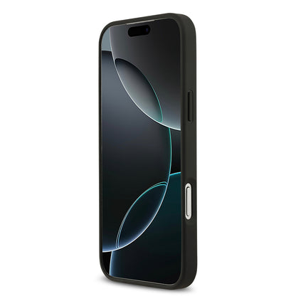 Apple iPhone 17 Pro Max Kılıf Lacoste Orjinal Lisanslı M-safe Şarj Özellikli PU Deri Tasarımlı Kartlıklı Karışık Monogram Desenli Kapak Siyah