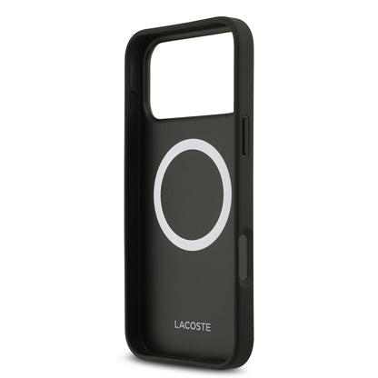 Apple iPhone 17 Pro Max Kılıf Lacoste Orjinal Lisanslı M-safe Şarj Özellikli PU Deri Tasarımlı Kartlıklı Karışık Monogram Desenli Kapak Yeşil