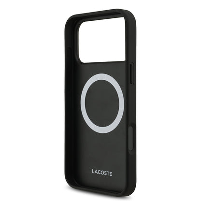 Apple iPhone 17 Pro Max Kılıf Lacoste Orjinal Lisanslı M-safe Şarj Özellikli PU Deri Tasarımlı Metal Logolu Kapak Yeşil