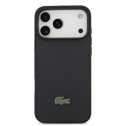 Apple iPhone 17 Pro Max Kılıf Lacoste Orjinal Lisanslı M-safe Şarj Özellikli PU Pike Desenli Metal Logolu Kapak