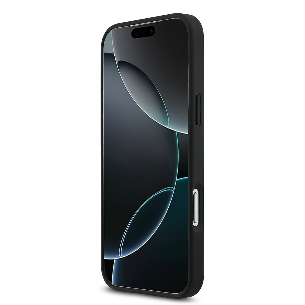 Apple iPhone 17 Pro Max Kılıf Lacoste Orjinal Lisanslı M-safe Şarj Özellikli PU Pike Desenli Metal Logolu Kartlıklı Kapak Siyah