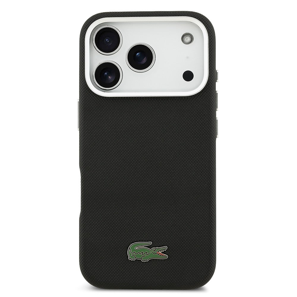 Apple iPhone 17 Pro Max Kılıf Lacoste Orjinal Lisanslı M-Safe Şarj Özellikli PVC Pike Desenli Arka Yüzey İkonik Timsah Dokuma Logolu Kapak