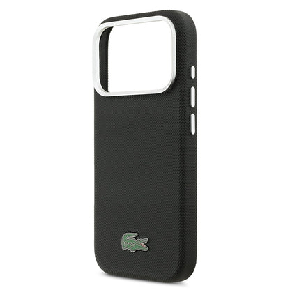 Apple iPhone 17 Pro Max Kılıf Lacoste Orjinal Lisanslı M-Safe Şarj Özellikli PVC Pike Desenli Arka Yüzey İkonik Timsah Dokuma Logolu Kapak