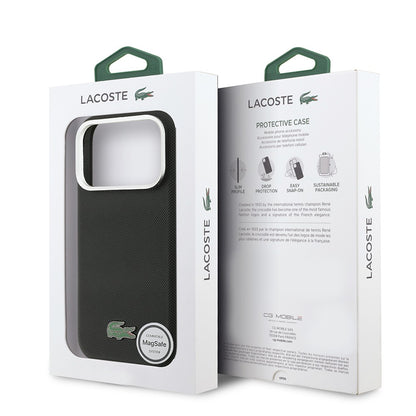 Apple iPhone 17 Pro Max Kılıf Lacoste Orjinal Lisanslı M-Safe Şarj Özellikli PVC Pike Desenli Arka Yüzey İkonik Timsah Dokuma Logolu Kapak