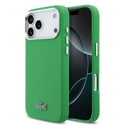 Apple iPhone 17 Pro Max Kılıf Lacoste Orjinal Lisanslı M-Safe Şarj Özellikli PVC Pike Desenli Arka Yüzey İkonik Timsah Dokuma Logolu Kapak