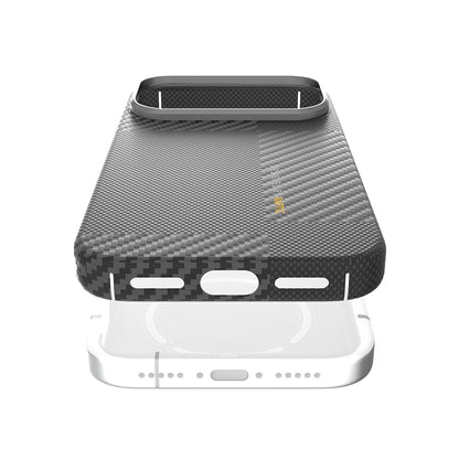 Apple iPhone 17 Pro Max Kılıf M-safe Şarj Özellikli 600D Metal Kamera Çerçeveli Raptic Aramid Fiber Geotik Serisi Kapak Siyah