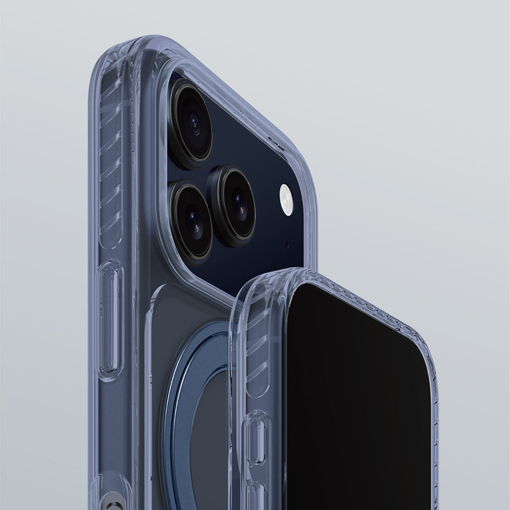 Apple iPhone 17 Pro Max Kılıf M-Safe Şarj Özellikli Airbag Tasarımlı Standlı AmazingThing Titan Pro MagSpin Kapak Siyah