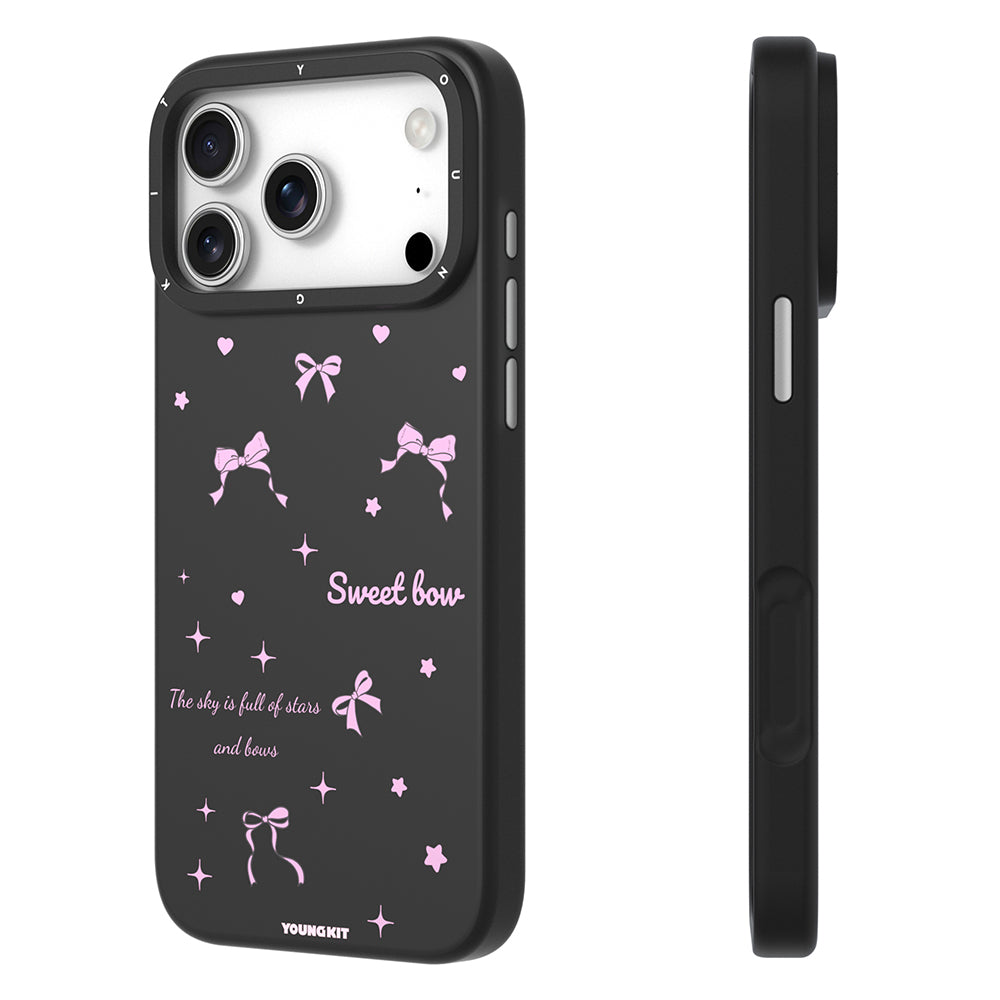 Apple iPhone 17 Pro Max Kılıf M-Safe Şarj Özellikli Airbagli Çift Katmanlı Youngkit Sweathart Serisi Kapak Siyah