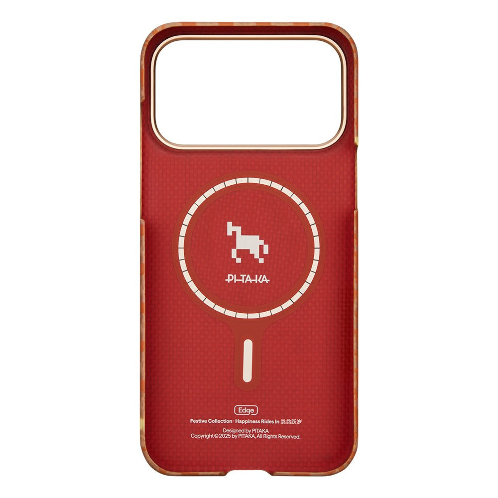Apple iPhone 17 Pro Max Kılıf M-safe Şarj Özellikli Aramid Karbon Fiber Pitaka Edge Serisi Happiness Rides Kapak