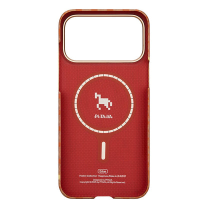 Apple iPhone 17 Pro Max Kılıf M-safe Şarj Özellikli Aramid Karbon Fiber Pitaka Edge Serisi Happiness Rides Kapak