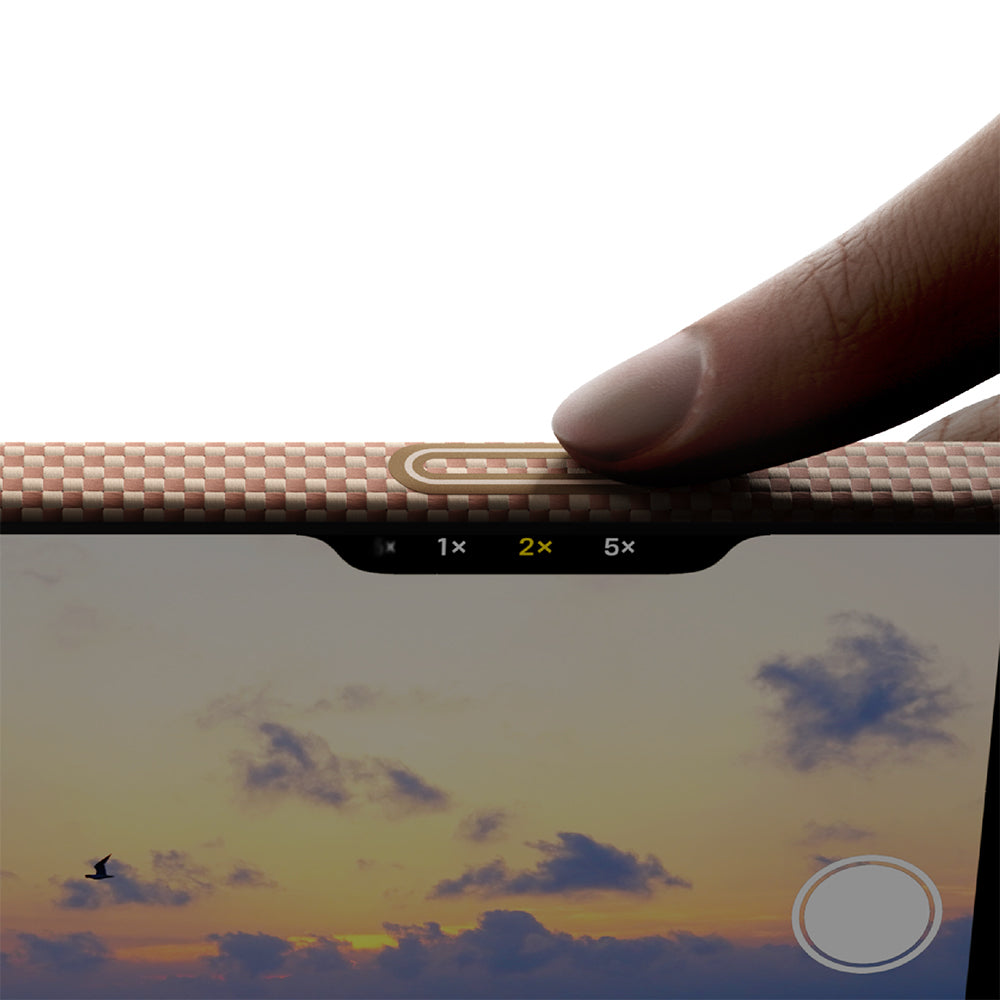 Apple iPhone 17 Pro Max Kılıf M-safe Şarj Özellikli Aramid Fiber Pitaka Glints of Gold Ultra Slim Serisi Kapak Mavi