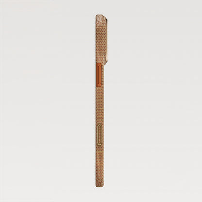 Apple iPhone 17 Pro Max Kılıf M-safe Şarj Özellikli Aramid Fiber Pitaka Glints of Gold Ultra Slim Serisi Kapak Mavi