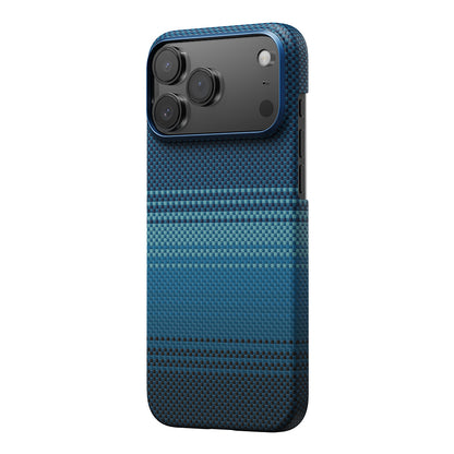 Apple iPhone 17 Pro Max Kılıf M-safe Şarj Özellikli Aramid Fiber Pitaka Tactile Woven Sunset-Moonrise Serisi Kapak Kahverengi