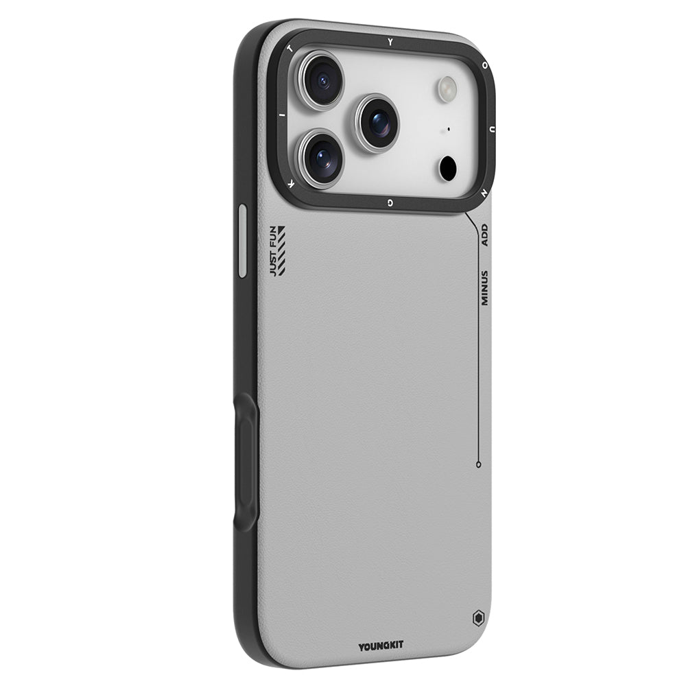 Apple iPhone 17 Pro Max Kılıf M-safe Şarj Özellikli Basit Mat Deri Desenli Youngkit Tech Fashion Serisi Kapak Siyah