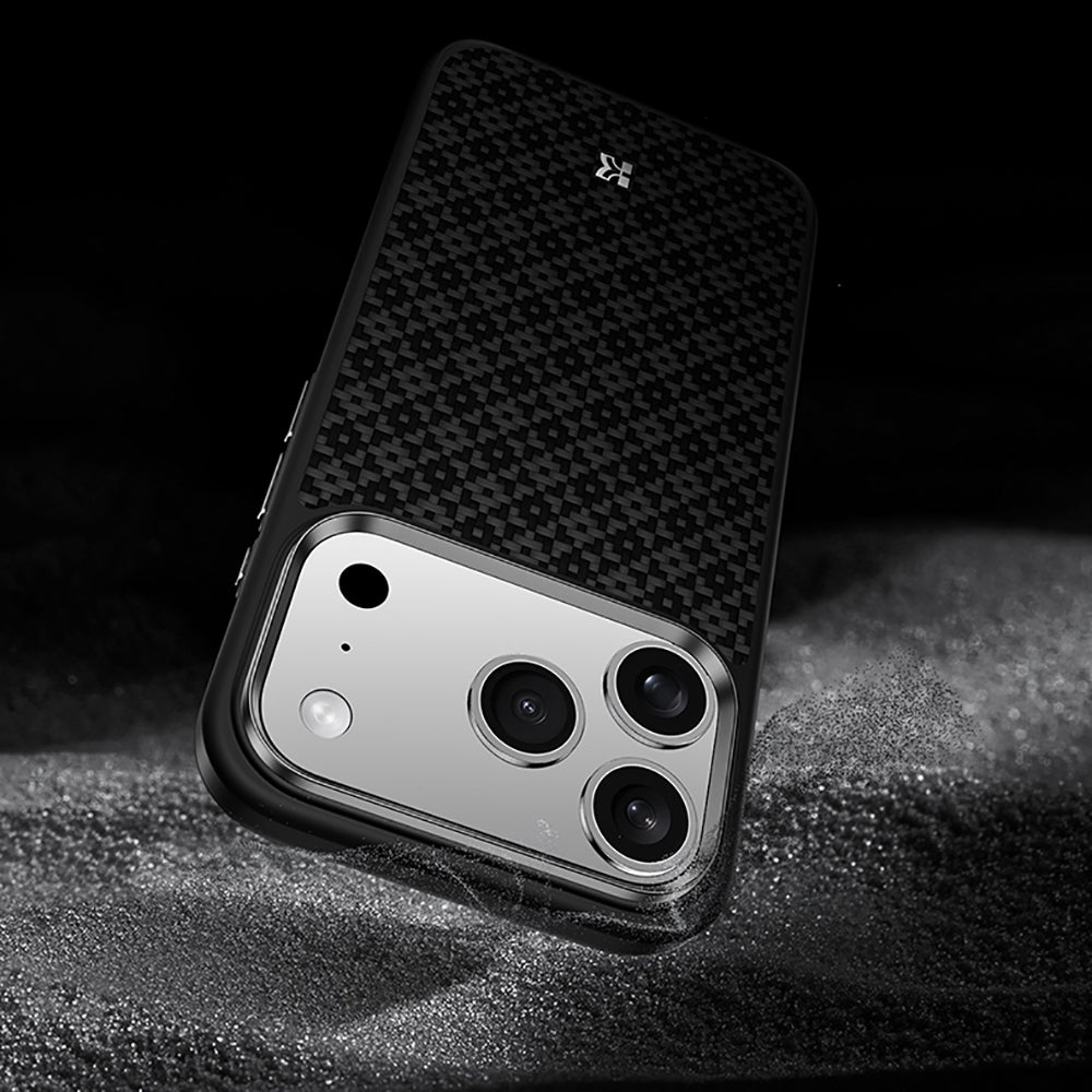 Apple iPhone 17 Pro Max Kılıf M-Safe Şarj Özellikli Benks ArmorPro ArmorGrid Serisi Kevlar Kapak Mavi