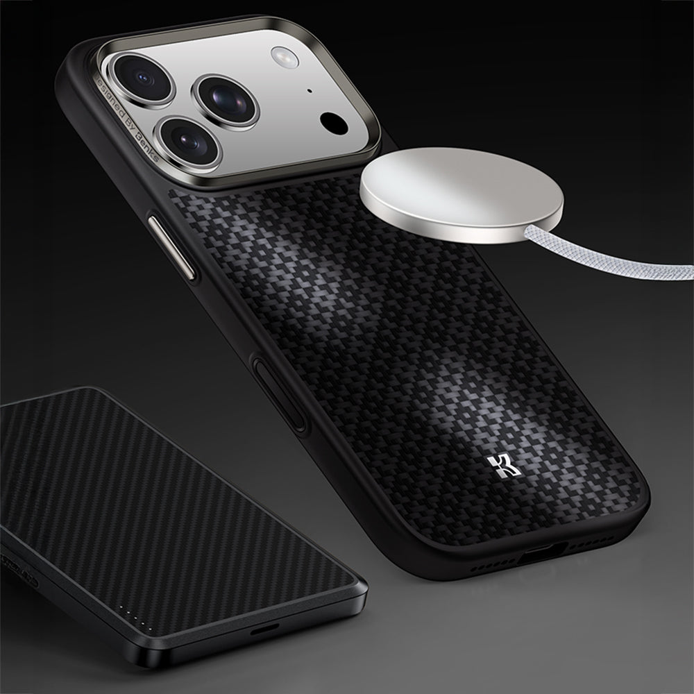 Apple iPhone 17 Pro Max Kılıf M-Safe Şarj Özellikli Benks ArmorPro ArmorGrid Serisi Kevlar Kapak Mavi