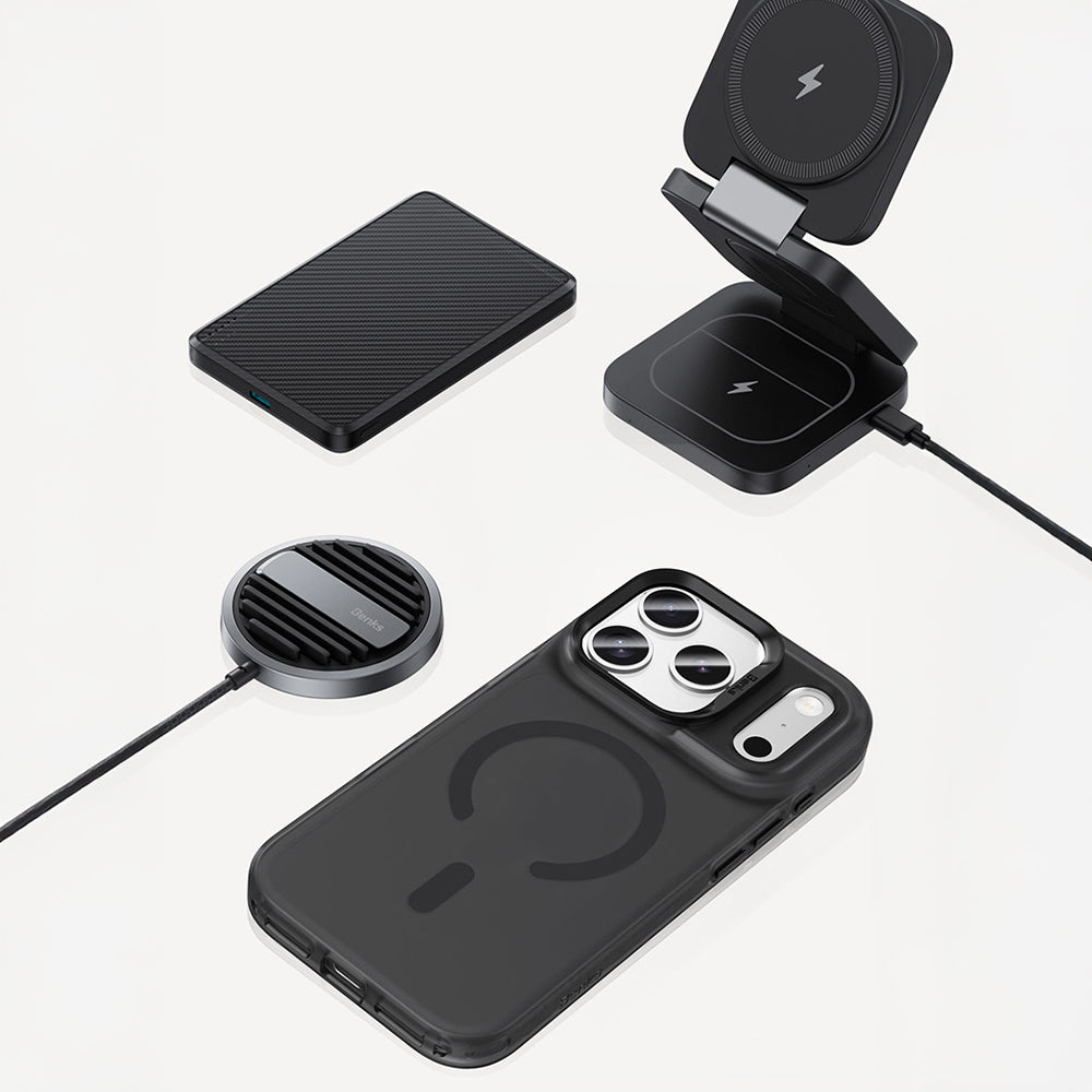 Apple iPhone 17 Pro Max Kılıf M-Safe Şarj Özellikli Benks C-Magnet Lucid Armor Kapak Beyaz