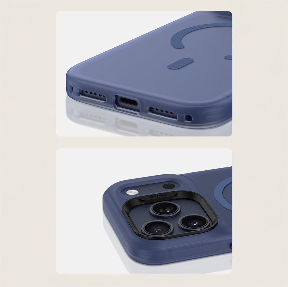 Apple iPhone 17 Pro Max Kılıf M-Safe Şarj Özellikli Benks C-Magnet Lucid Armor Kapak Beyaz