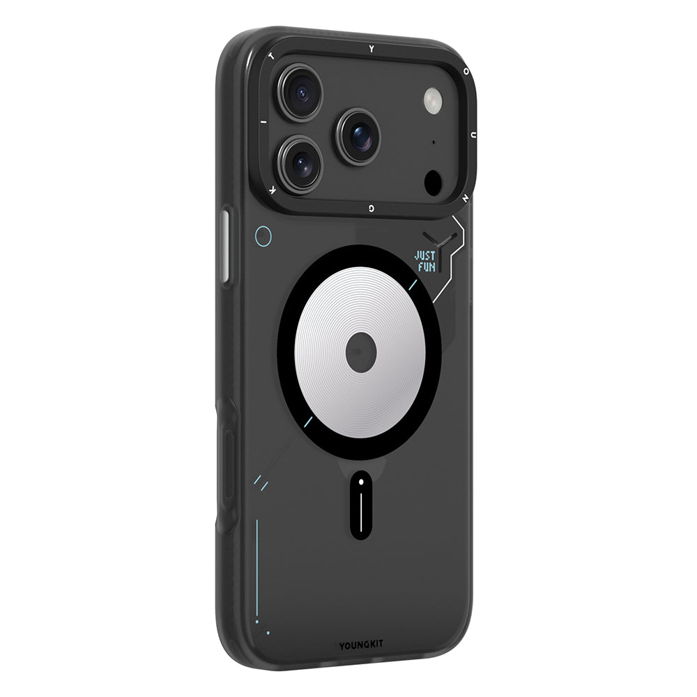 Apple iPhone 17 Pro Max Kılıf M-safe Şarj Özellikli Disk Desenli Youngkit Disc Battle Kapak Turuncu