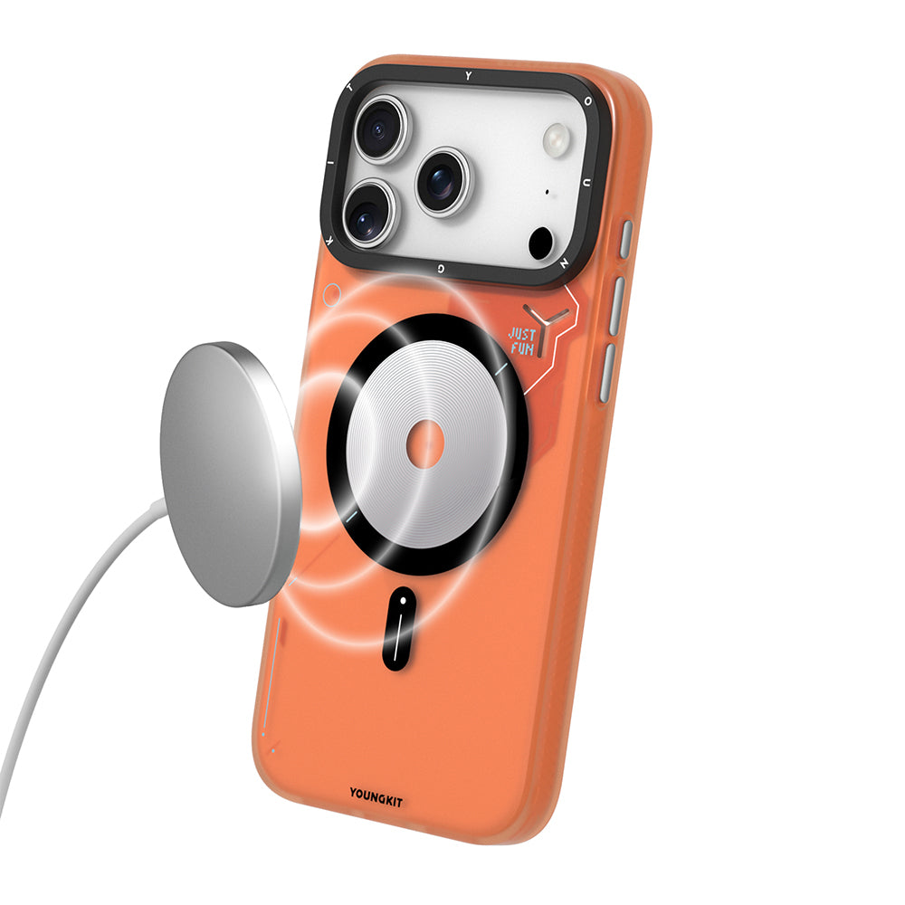 Apple iPhone 17 Pro Max Kılıf M-safe Şarj Özellikli Disk Desenli Youngkit Disc Battle Kapak Siyah