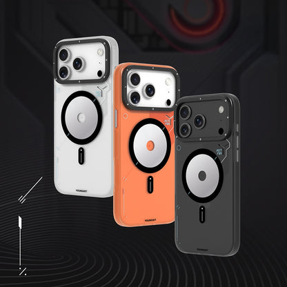 Apple iPhone 17 Pro Max Kılıf M-safe Şarj Özellikli Disk Desenli Youngkit Disc Battle Kapak Siyah