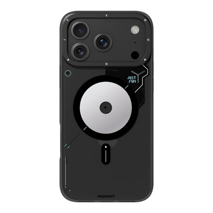 Apple iPhone 17 Pro Max Kılıf M-safe Şarj Özellikli Disk Desenli Youngkit Disc Battle Kapak Siyah