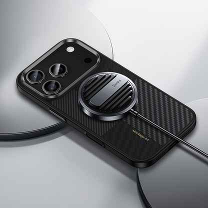 Apple iPhone 17 Pro Max Kılıf M-safe Şarj Özellikli Karbon Fiber Benks Montage Hybrid ArmorPro Kevlar Kapak Siyah