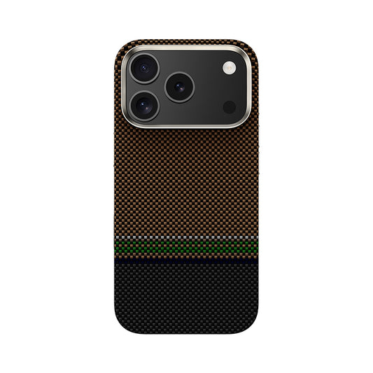 Apple iPhone 17 Pro Max Kılıf M-safe Şarj Özellikli Karbon Fiber Tasarımlı Benks Prestige ArmorPro Kevlar Kapak Gold