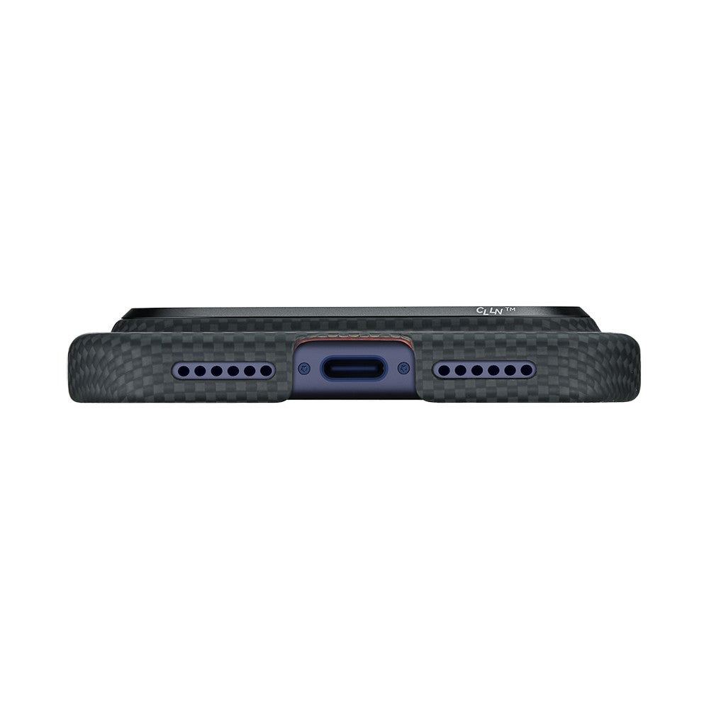 Apple iPhone 17 Pro Max Kılıf M-safe Şarj Özellikli Lumintex Teknolojili Fosforlu Aramid Karbon Fiber Pitaka Tactile Woven Aries Serisi Kapak