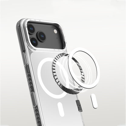 Apple iPhone 17 Pro Max Kılıf M-safe Şarj Özellikli Metal Kamera Çerçeveli Airbag Tasarımlı Lenyes CK221 Sert PC Kapak Şeffaf