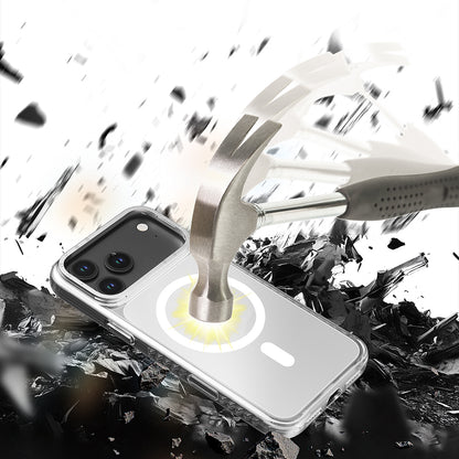 Apple iPhone 17 Pro Max Kılıf M-safe Şarj Özellikli Metal Kamera Çerçeveli Airbag Tasarımlı Lenyes CK221 Sert PC Kapak Şeffaf