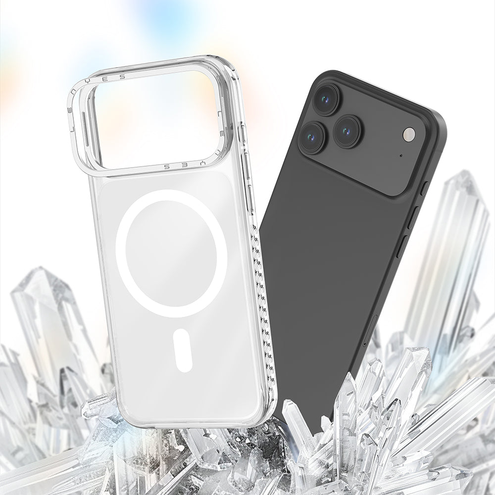 Apple iPhone 17 Pro Max Kılıf M-safe Şarj Özellikli Metal Kamera Çerçeveli Airbag Tasarımlı Lenyes CK221 Sert PC Kapak Şeffaf