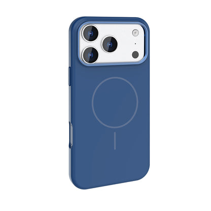 Apple iPhone 17 Pro Max Kılıf M-Safe Şarj Özellikli Metal Kamera Çerçeveli Zore Edi Silikon Kapak Lacivert