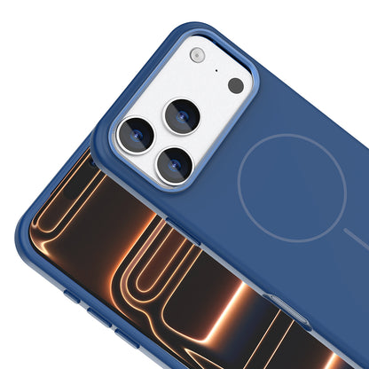 Apple iPhone 17 Pro Max Kılıf M-Safe Şarj Özellikli Metal Kamera Çerçeveli Zore Edi Silikon Kapak Turuncu