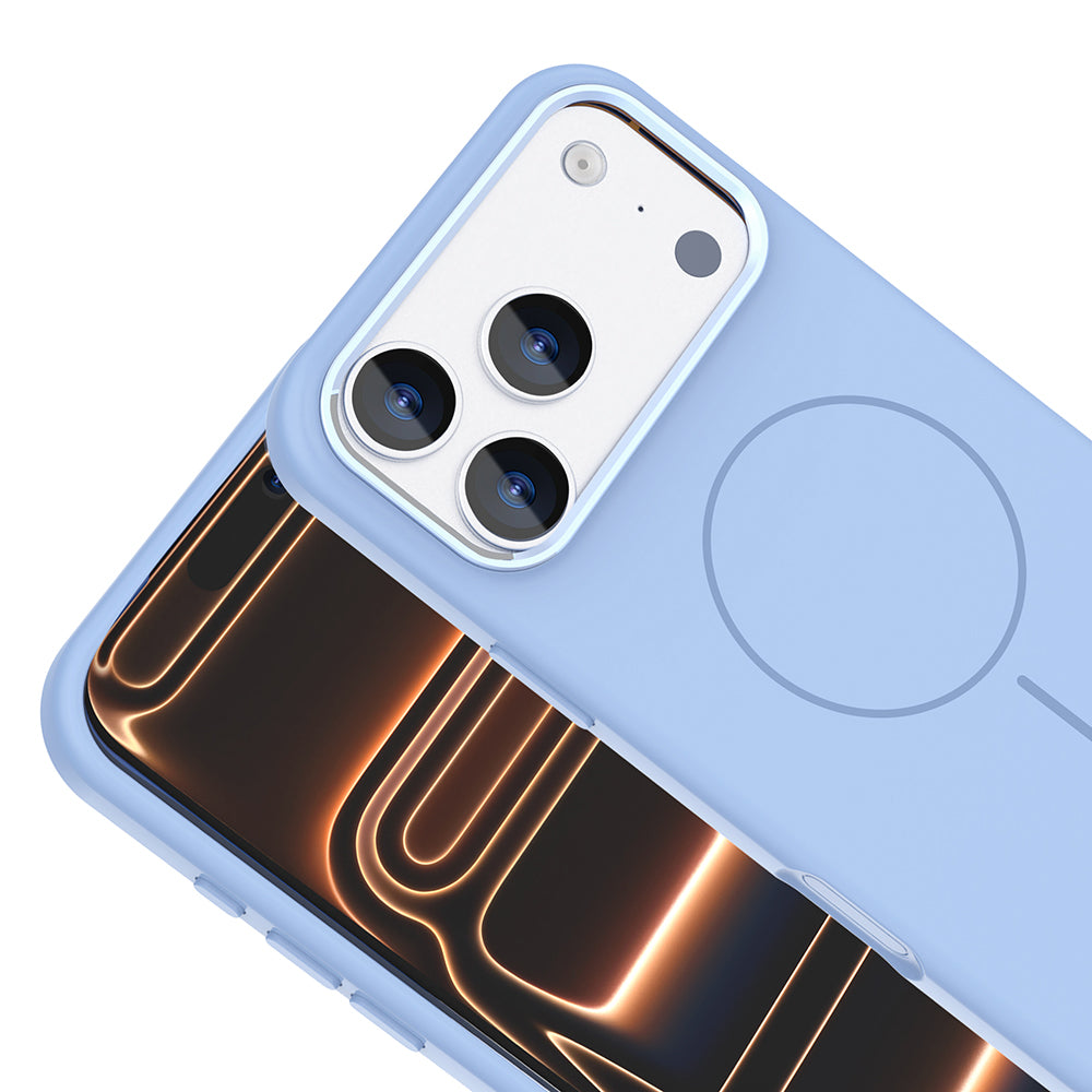 Apple iPhone 17 Pro Max Kılıf M-Safe Şarj Özellikli Metal Kamera Çerçeveli Zore Edi Silikon Kapak Turuncu